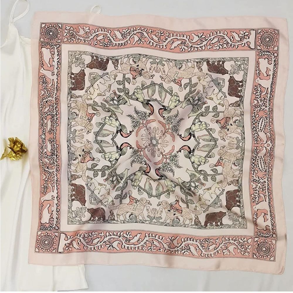 Pink Animals Silky Scarf  